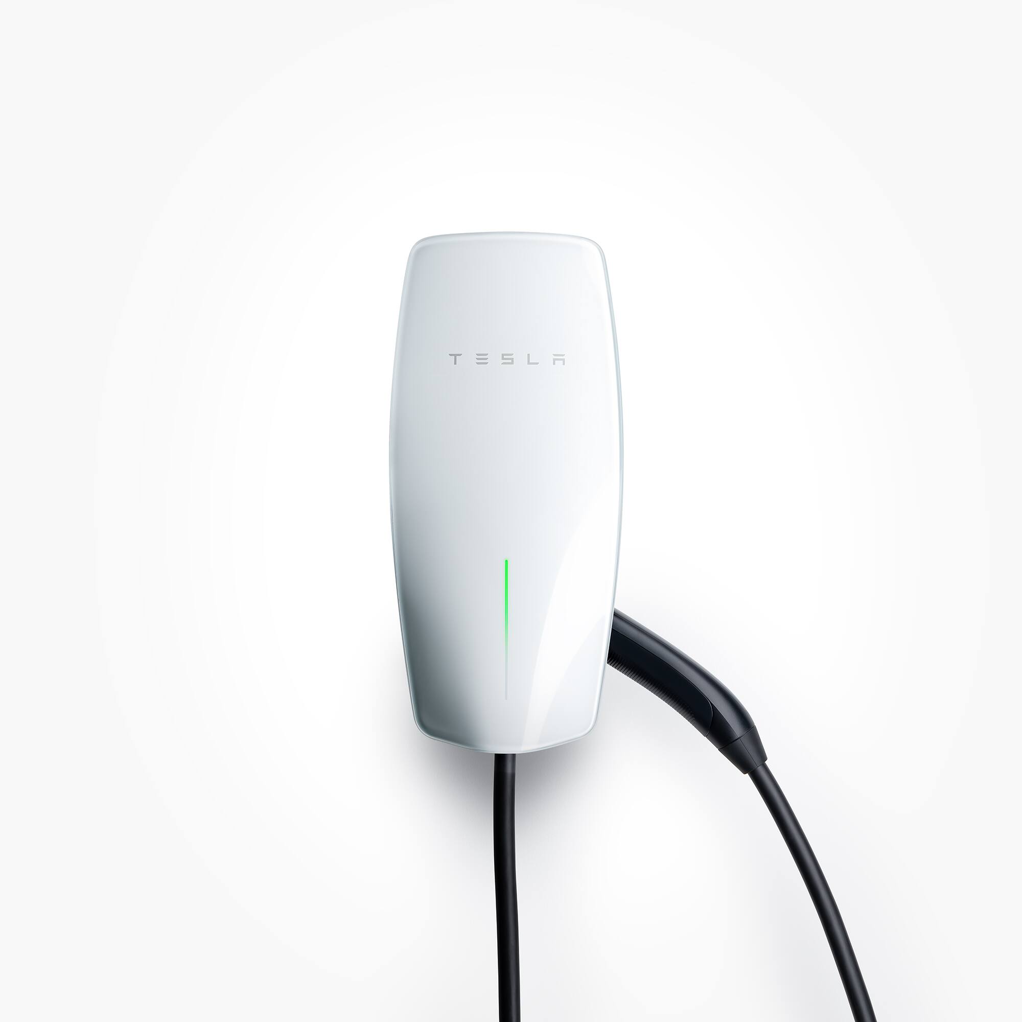 Front. Tesla - Universal Wall Connector Level 2 Hardwired Electric Vehicle (EV) Charger – up to 48A– 24’ - White.