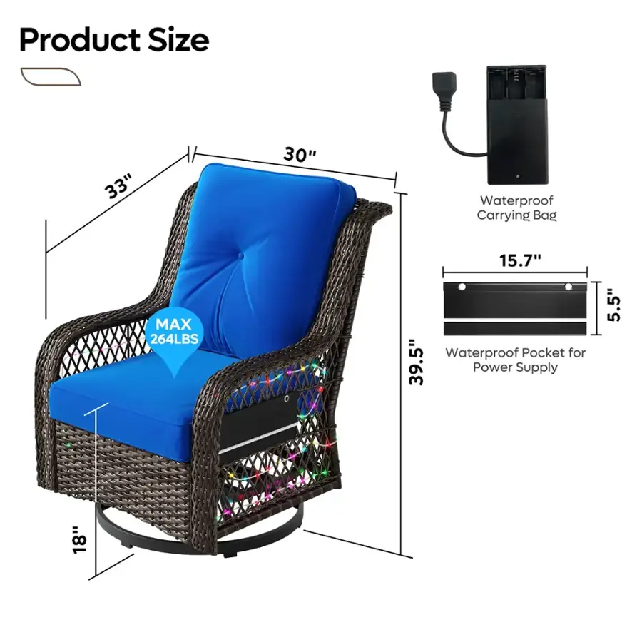 Product Size: 33" x 30"
Waterproof Carrying Bag: MAX 264LBS
Waterproof Pocket for 39.5" Power Supply: 15.7"
5.5"