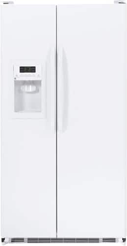 Best Buy Ge 21 9 Cu Ft Side By Side Refrigerator With Thru The Door Ice And Water White