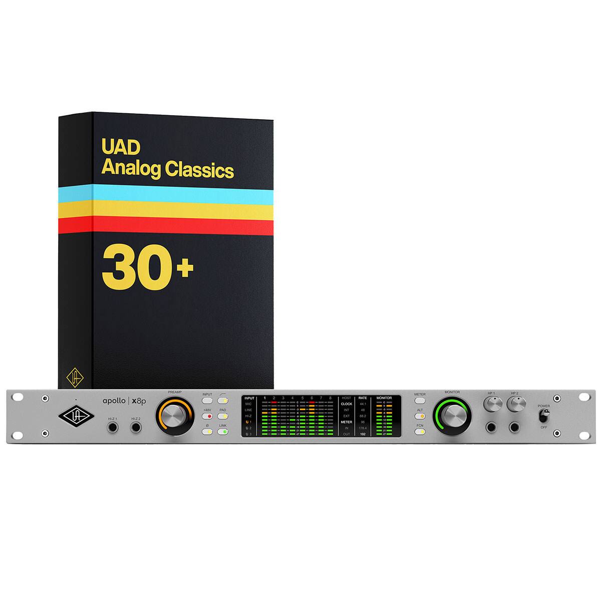 UAD Analog Classics  
30+  
apollo x8p  
21 HIZZ  
PREAMP  
NE -GV 4  
NO NK  
APUT MC us 01 02 DI  
1  
:  
:  
L  
1  
I  
1  
8  
POST RATE GLOCK 001 M a an 812 x 5 ou out  
MONITOR - ALT FOX  
MONITOR  
02  
POWER ON 0