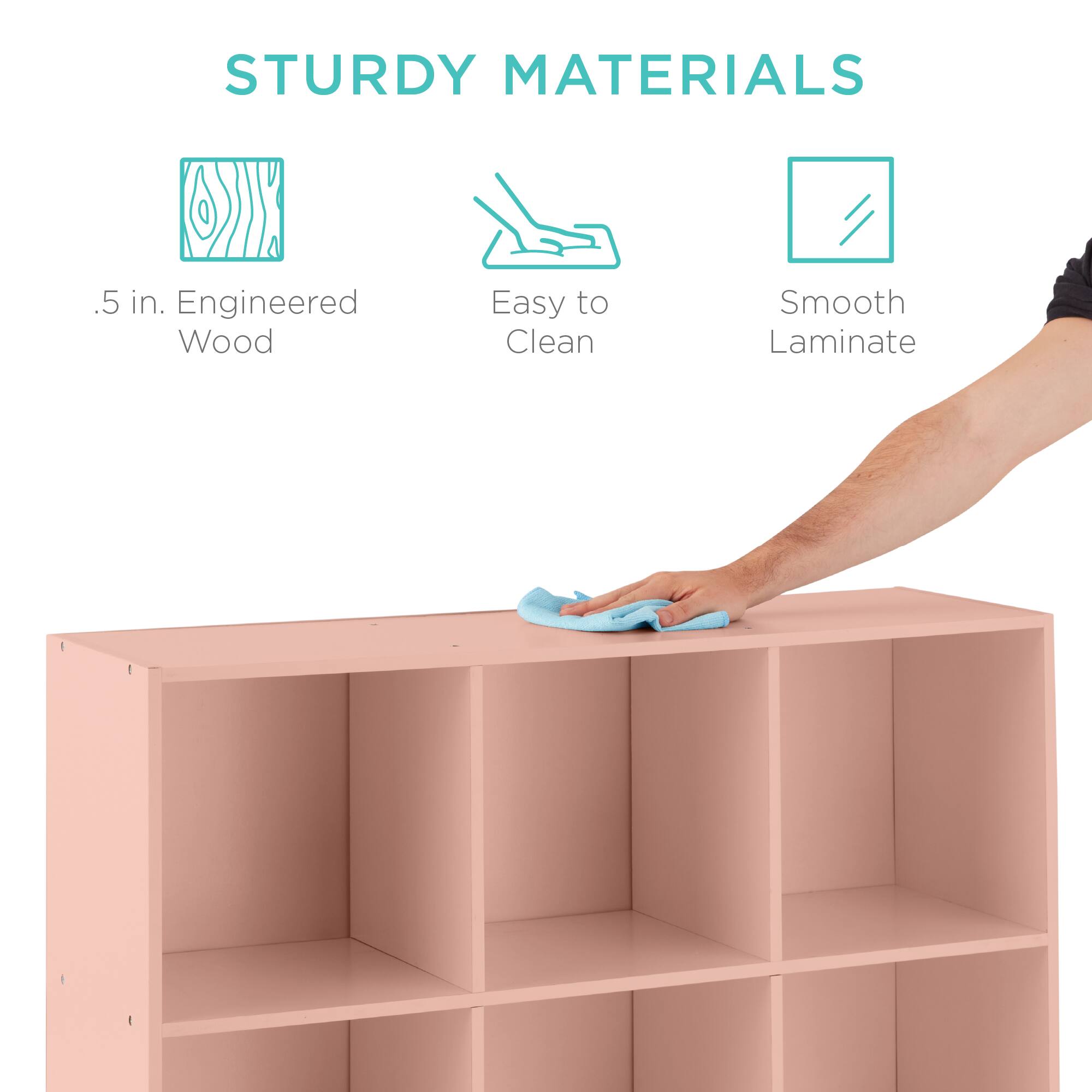 STURDY MATERIALS

- .5 in. Engineered Wood
- Easy to Clean
- Smooth Laminate