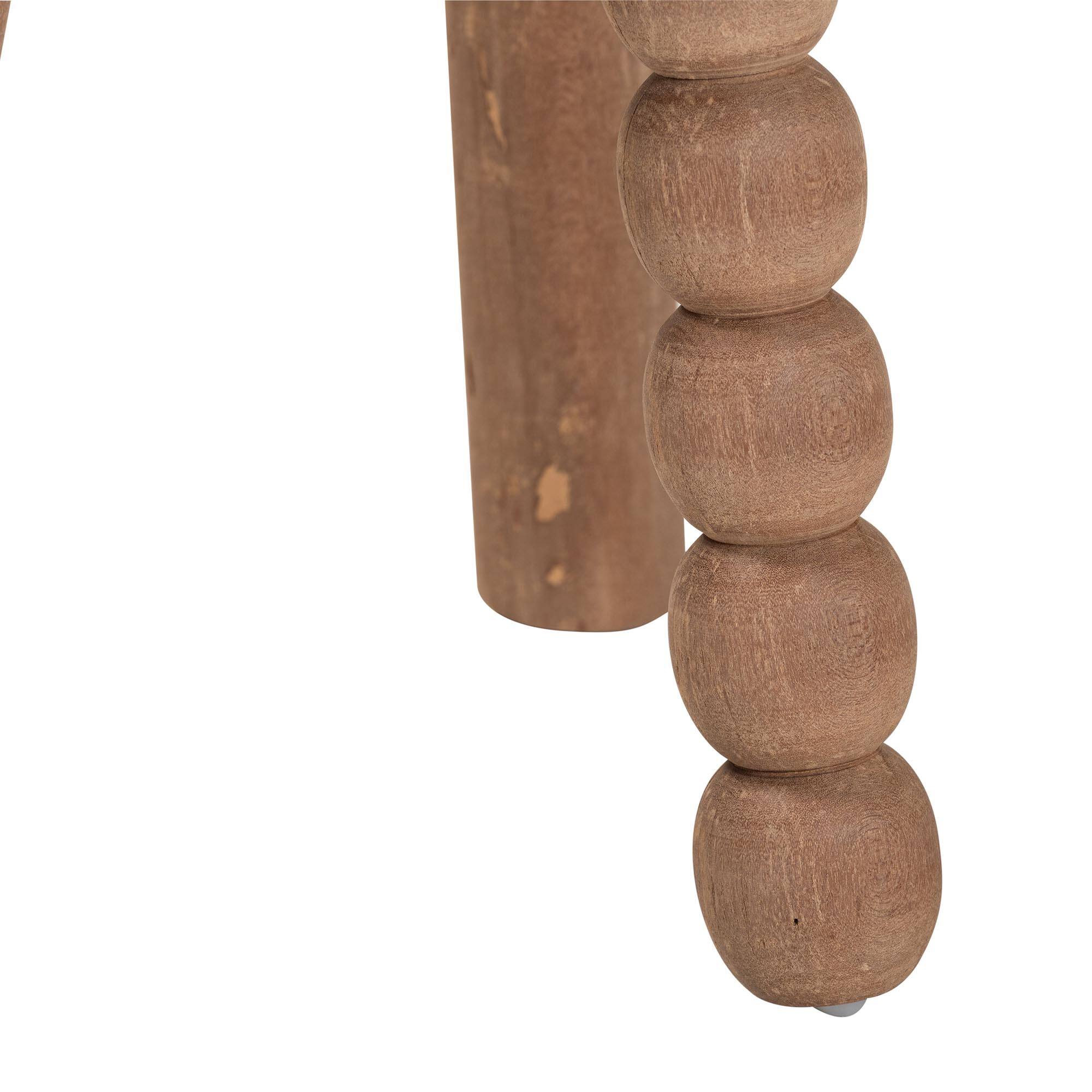 Back. bali & pari - Sihu Acacia Wood Multipurpose Accent Stool - Sculptural End Table with Bobbin Tripod Base - Natural Brown.