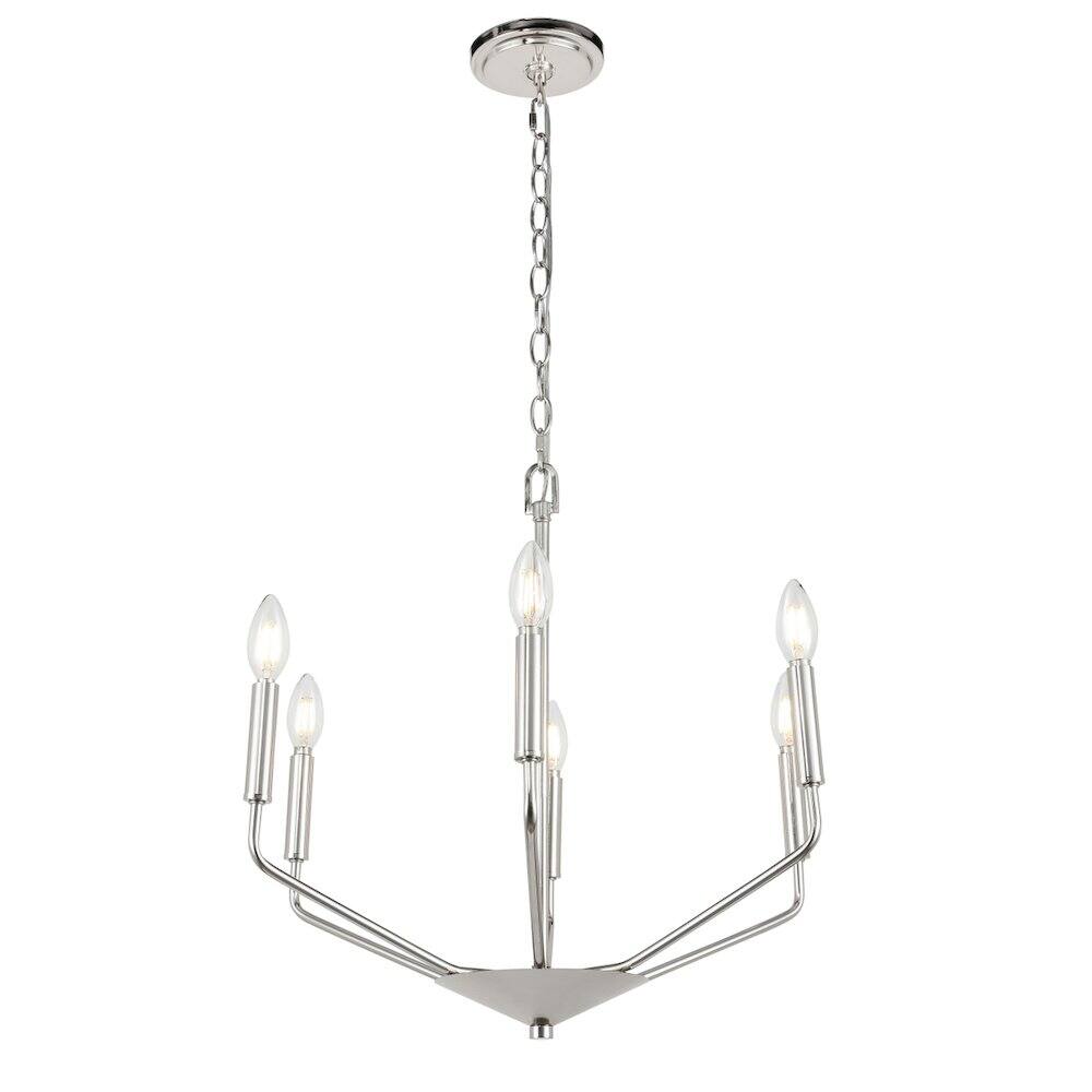Alt View 1. Living District - Enzo 6 Light Chrome Pendant - Chrome.