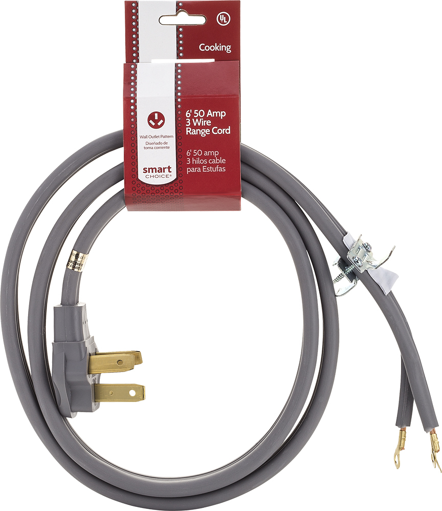 **New** Smart Choice 6' 50 Amp 3-Wire Range Cord w/Cord Clamp 