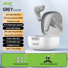 acer Gadget GREY / COLOR
- Call noise reduction
- HiFi surround sound effect
- Wireless 5.4 chip
- Hi-Fi diaphragm speaker
- Smart light display
- 20h super long standby
- Take out the connection
- Audio-video sync
- Comfortable wear
- Intelligent touch
- Type-C Fast charge
Gifts:
- Three pairs of ear hats
- Type-C fast charging cable