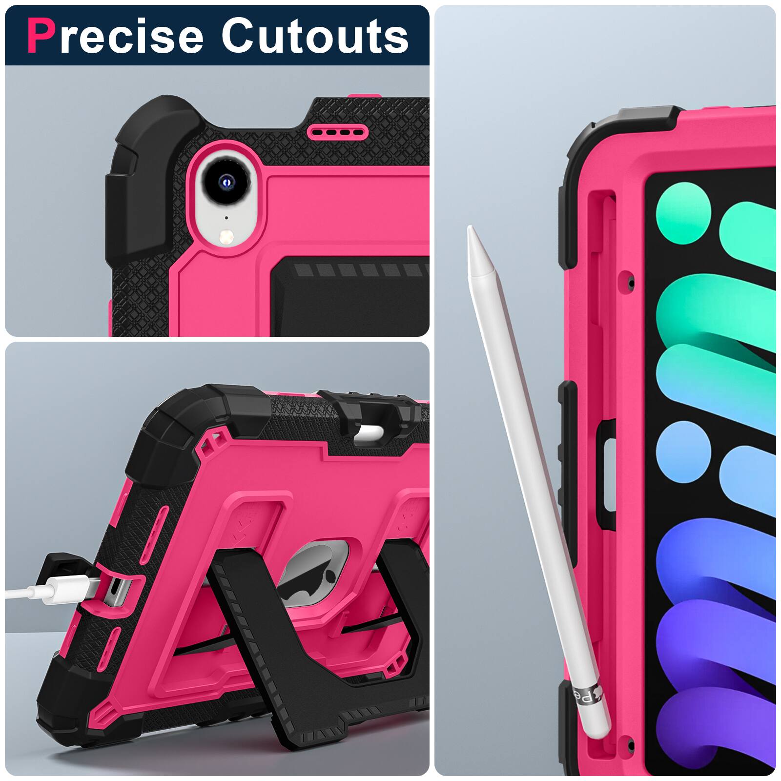 Dteck Heavy Duty Rugged Case for iPad mini 7 (A17 Pro) 2024/ Mini 6 8.3 ...
