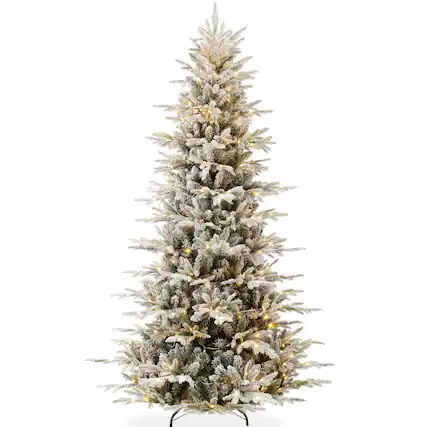 Front. Best Choice Products - Best Choice Products 12ft Pre-Lit Flocked Artificial Aspen Noble Fir Christmas Tree w/5,748 Branch Tips, 1000 LED Lights - Flocked Green.