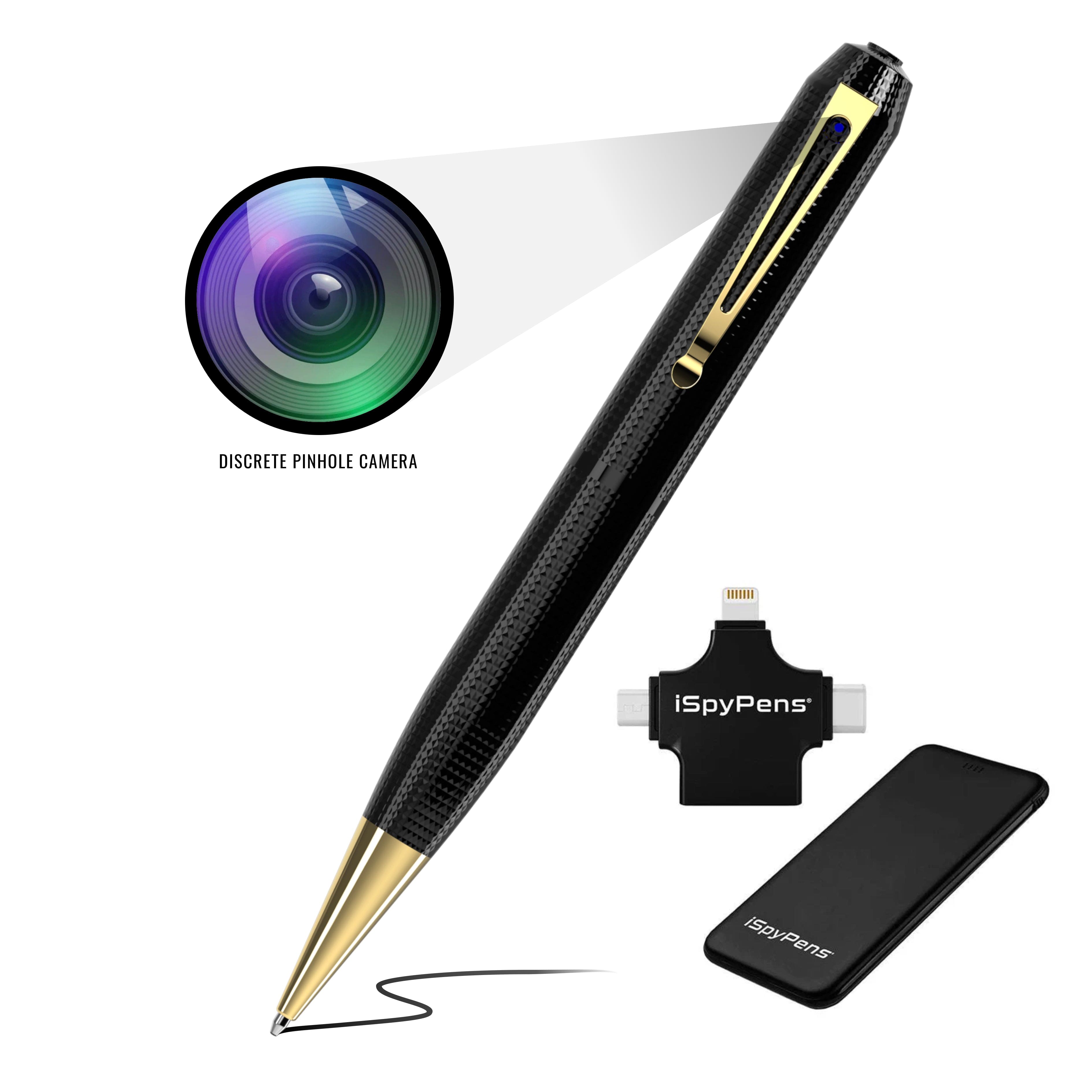 iSpyPens - iSpyPen Pro X 64GB Professional Grade Spy Pen Camera with Plug & Play Adapter and Portable Battery - Rose Gold