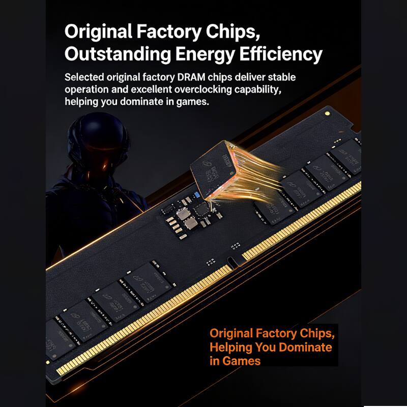Original Factory Chips, Outstanding Energy Efficiency

Selected original factory DRAM chips deliver stable operation and excellent overclocking capability, helping you dominate in games.

Original Factory Chips, Helping You Dominate in Games