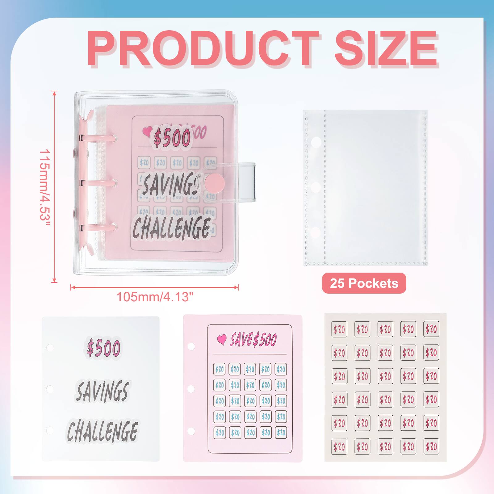 PRODUCT SIZE

115mm/4.53" 

$500.00

SAVINGS

25 Pockets

105mm/4.13" 

$500

SAVINGS CHALLENGE