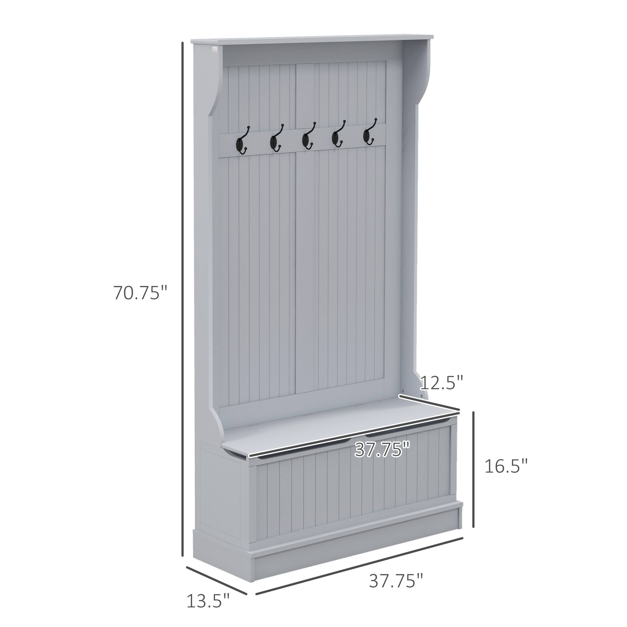13.5" 12.5" 37.75" 16.5" 37.75" 70.75"