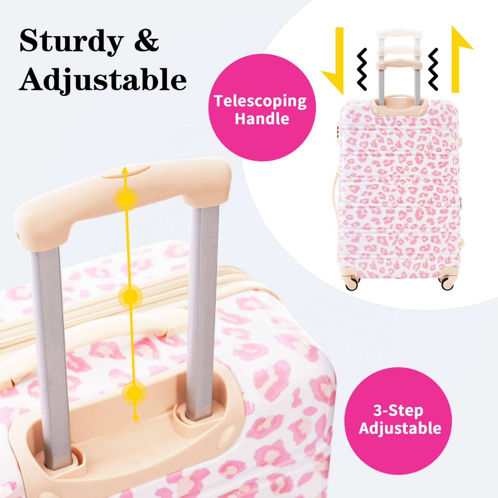 Sturdy & Adjustable  
Telescoping Handle  
3-Step Adjustable