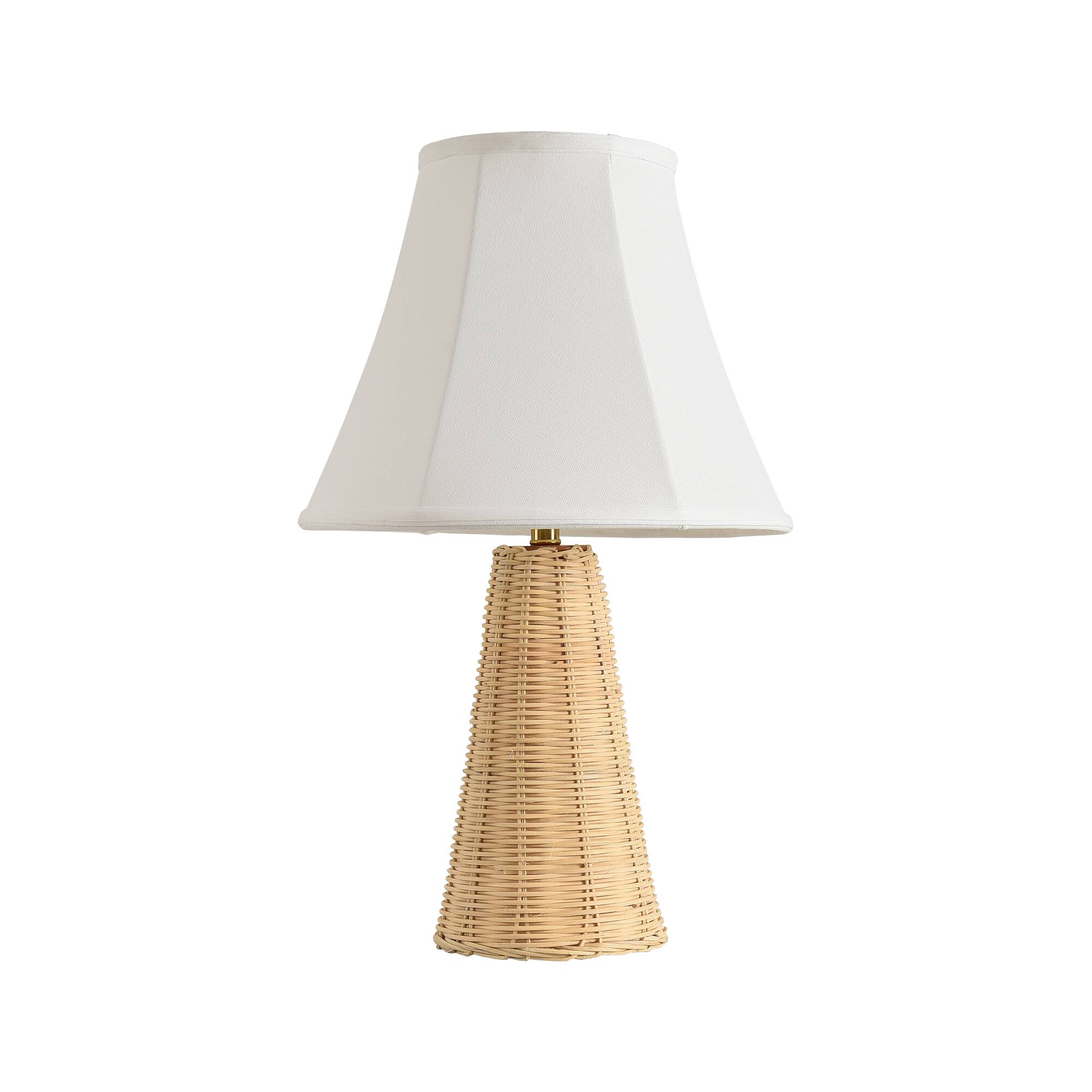 Alt View 3. Parrot Uncle - 13 Inch Wicker Table Lamp Set of 2 with Fabric Shade Nightstand Lamp for Bedroom - White.