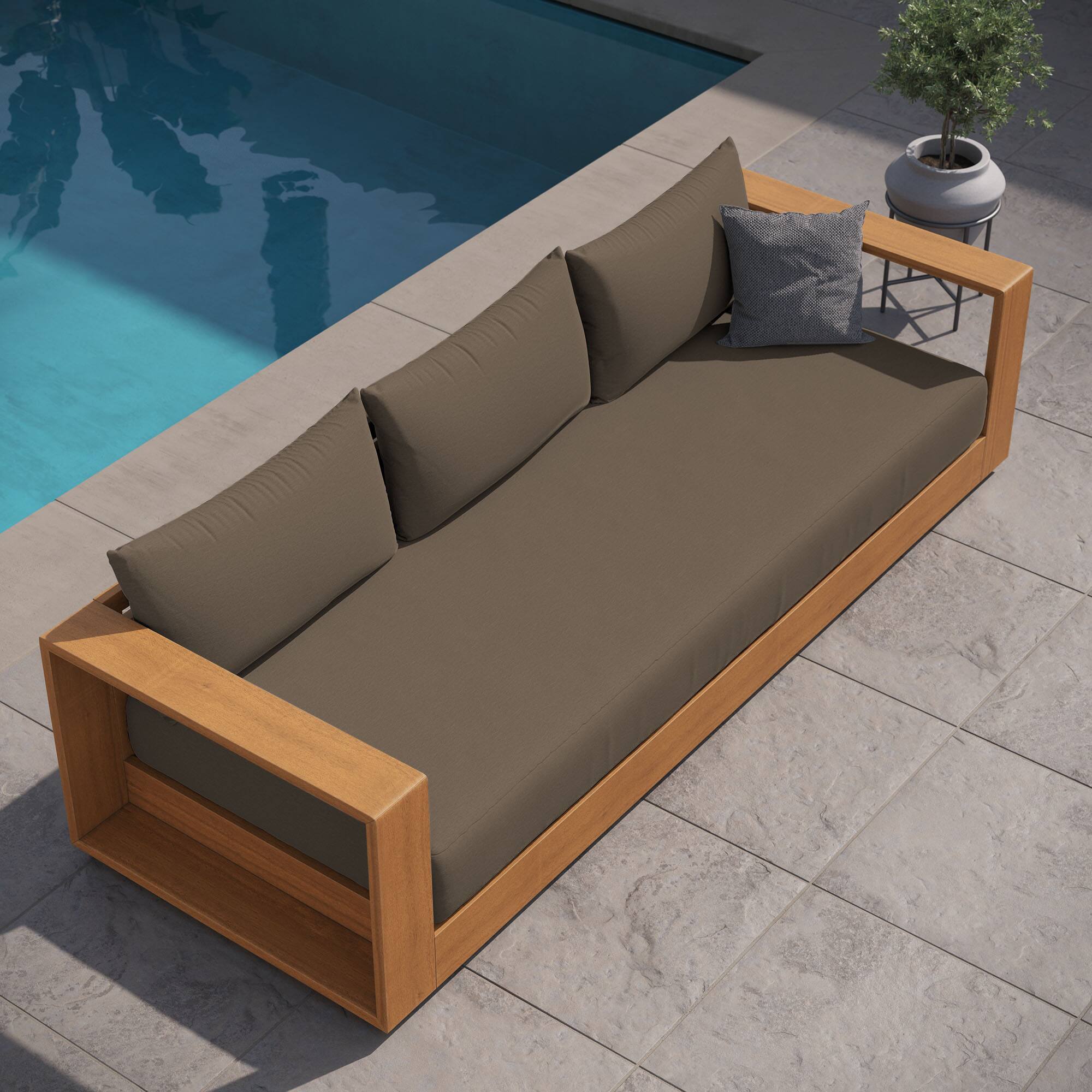 Alt View 7. Modway - Tahoe Outdoor Patio Acacia Wood Sofa by Modway - Natural Cocoa.