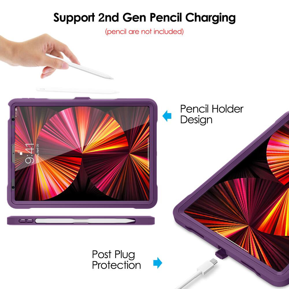 Support 2nd Gen Pencil Charging  
(pencil are not included)  

Pencil Holder Design  

Post Plug Protection
