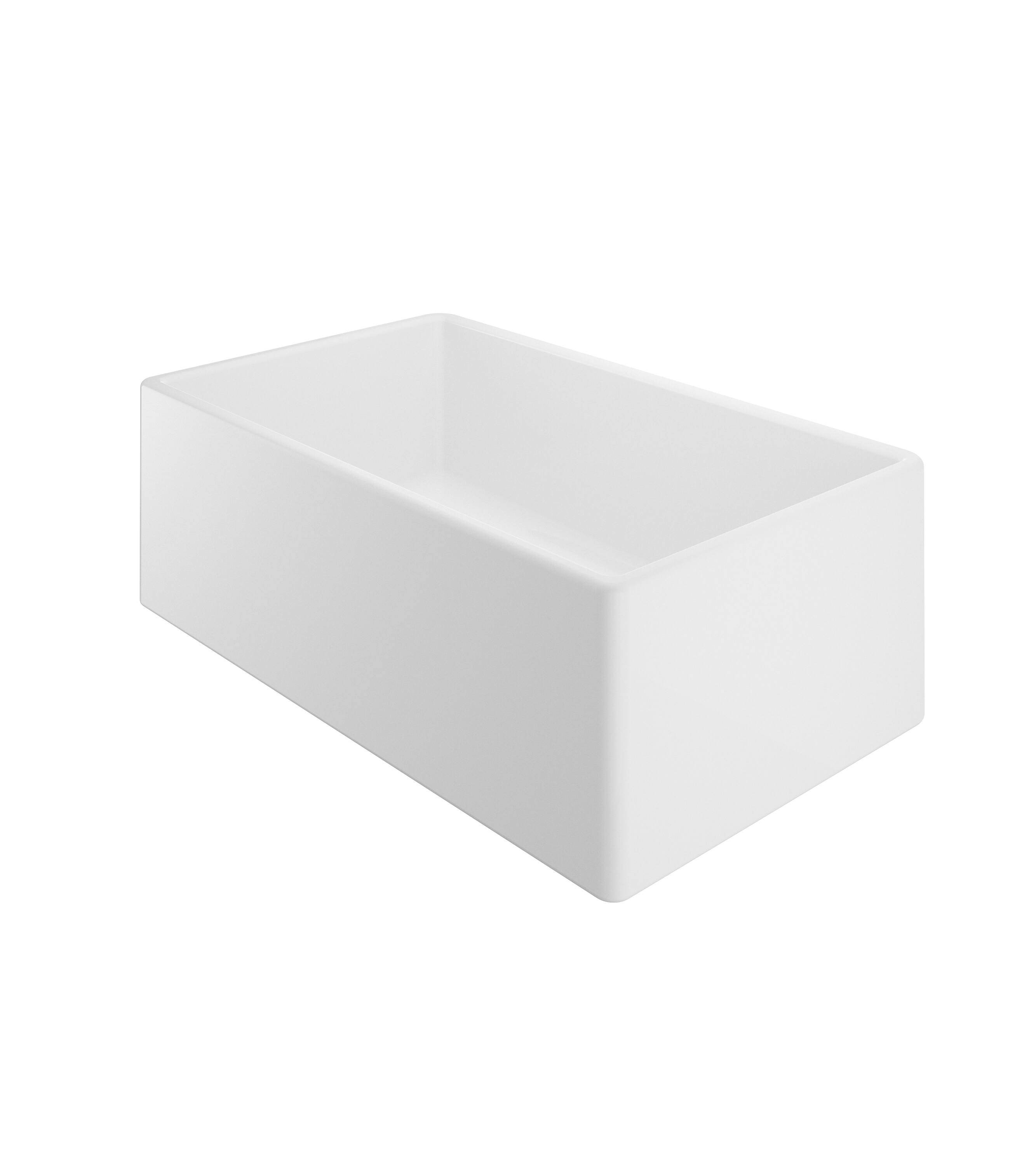 Left. Winpro - Farmhouse Apron Front Fireclay 30 in. x 18 in. x 10 in. Plain Single Bowl Kitchen Sink with Center Drain in White - White.