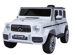 BreeBe - 12V Licensed Mercedes-Benz G63 Kids Electric ride on Car w/ Remote Control, Music, Horn, Suspension, Safety Lock - White
