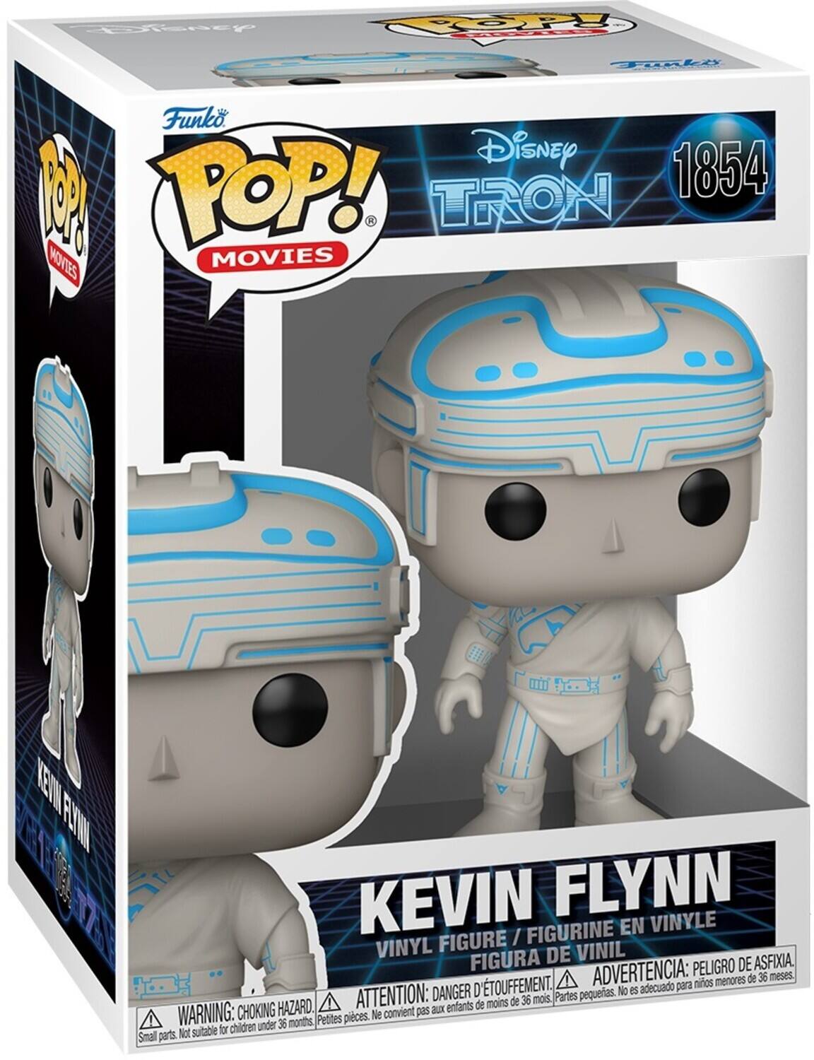Funko POP! MOVIES  
Disney TRON  
1854  

KEVIN FLYNN  
VINYL FIGURE / FIGURINE EN VINYLE / FIGURA DE VINIL  

WARNING: CHOKING HAZARD. Small parts. Not suitable for children under 36 months.  
ATTENTION: DANGER D'ÉTOUFFEMENT. Petites pièces. Ne convient pas aux enfants de moins de 36 mois.  
ADVERTENCIA: PELIGRO DE ASFIXIA. No es adecuado para niños menores de 36 meses.