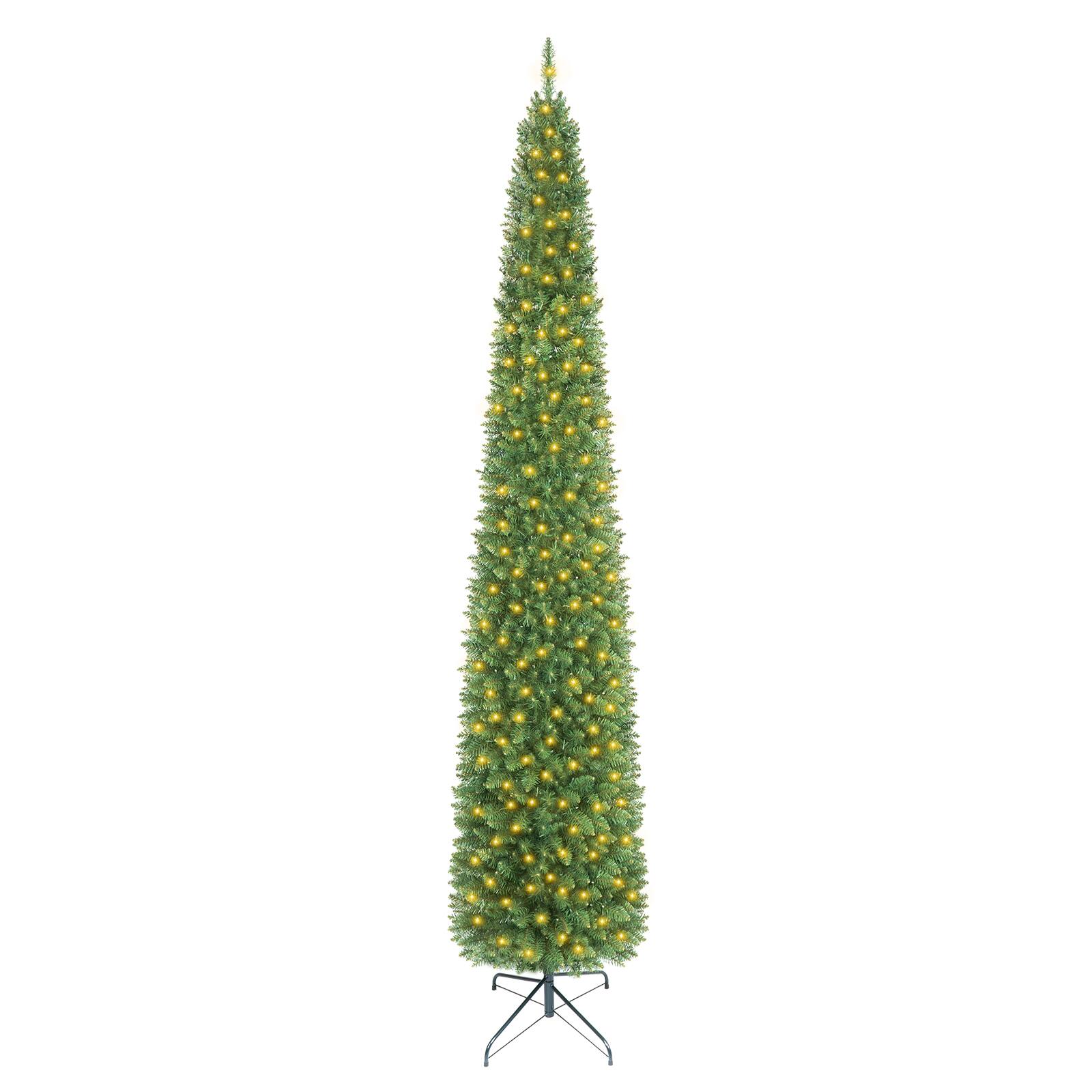 Alt View 9. Costway - Costway 8 FT Pencil Christmas Tree Pre-Lit with 300 LED Lights - Green.