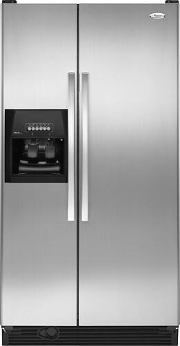 Front Standard. Whirlpool - 25.1 Cu. Ft. Side-by-Side Refrigerator with Thru-the-Door Ice and Water - Stainless-Steel.