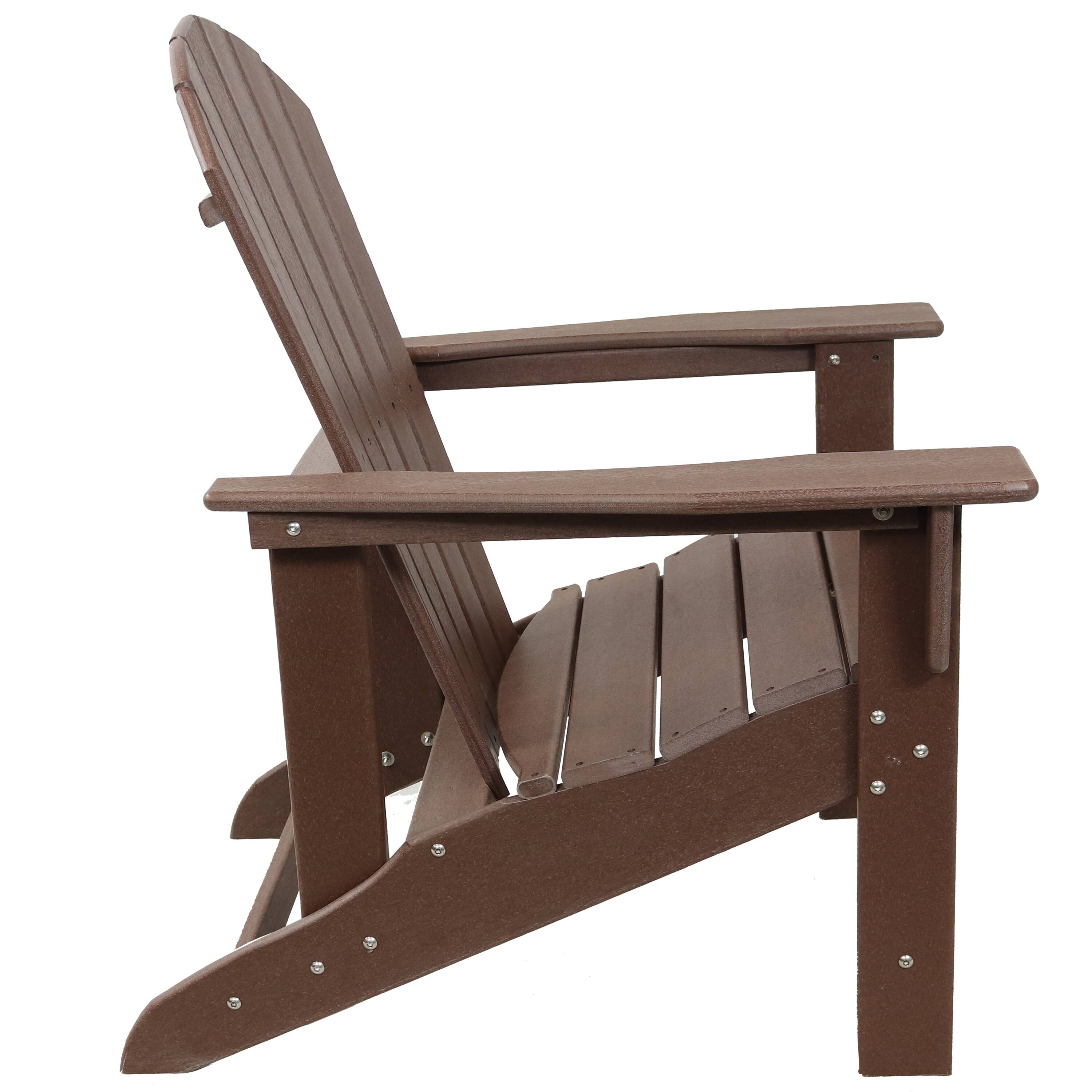Alt View 6. Sunnydaze - Upright HDPE Raised Outdoor Adirondack Chair - Brown.