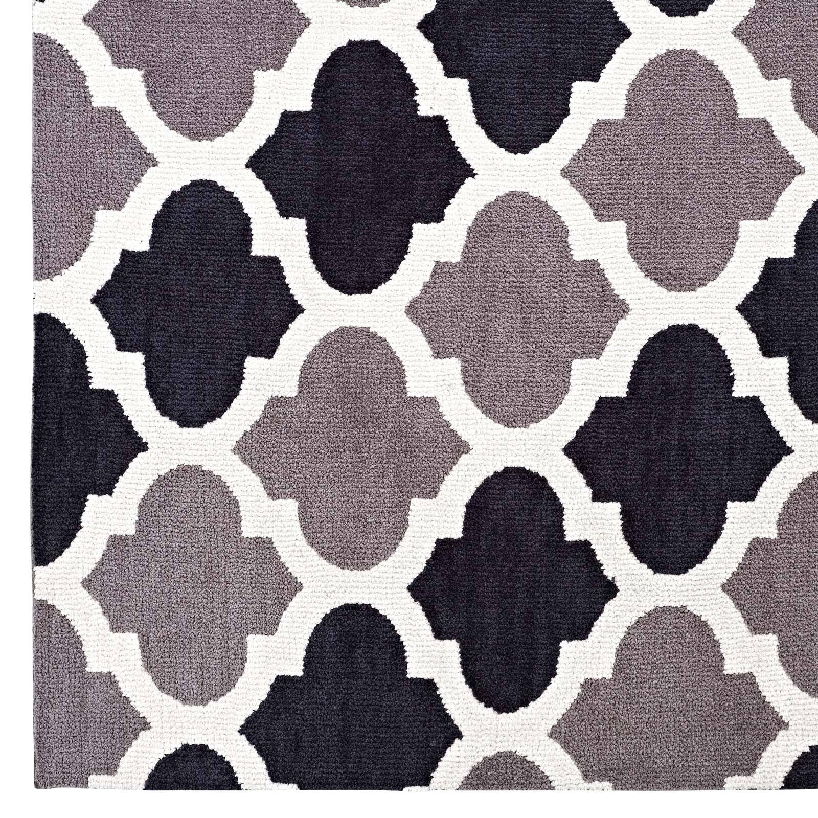 Alt View 1. Modway - Lida Moroccan Trellis Area Rug - Charcoal and Black.