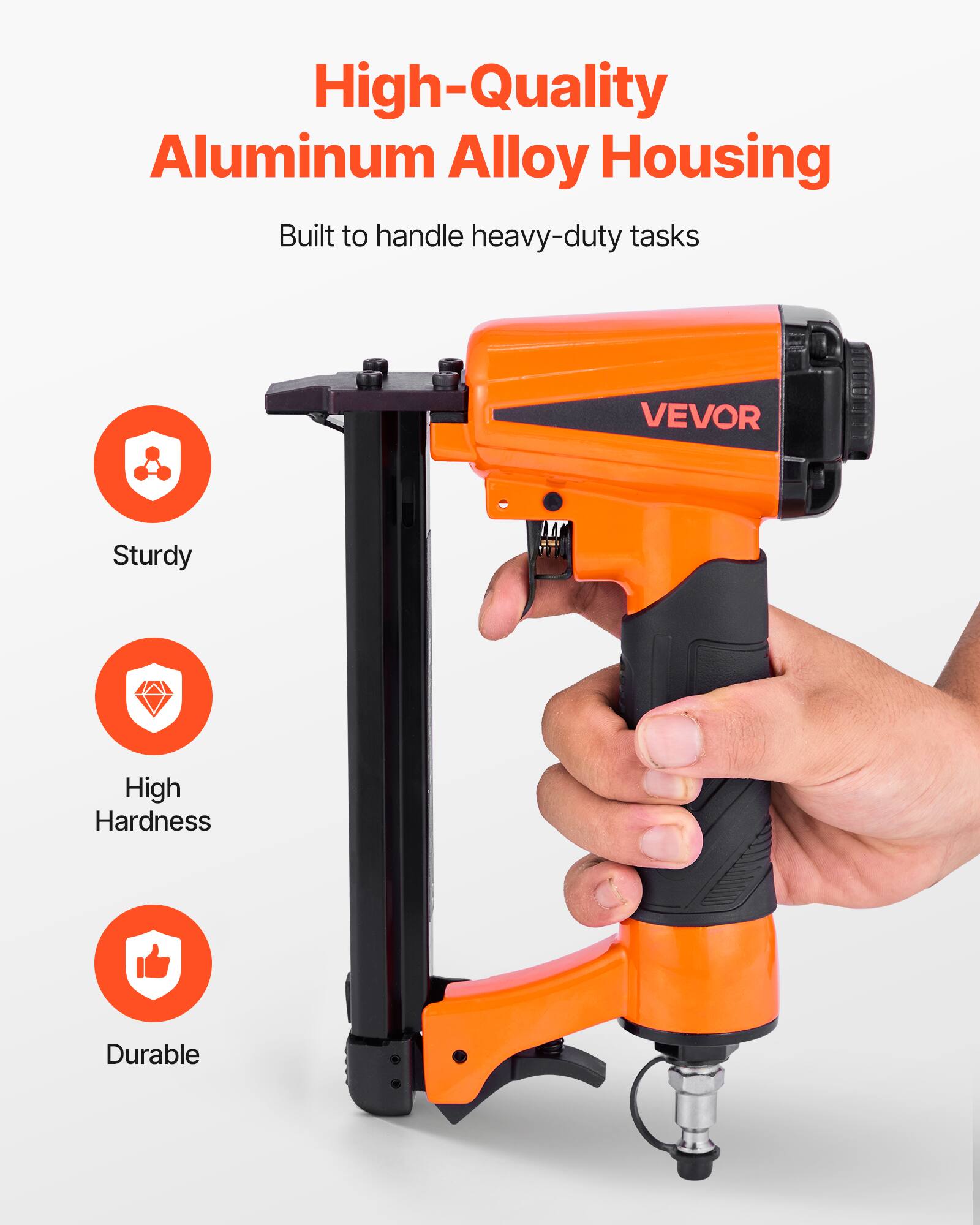 High-Quality Aluminum Alloy Housing  
Built to handle heavy-duty tasks  

Sturdy  
High Hardness  
Durable