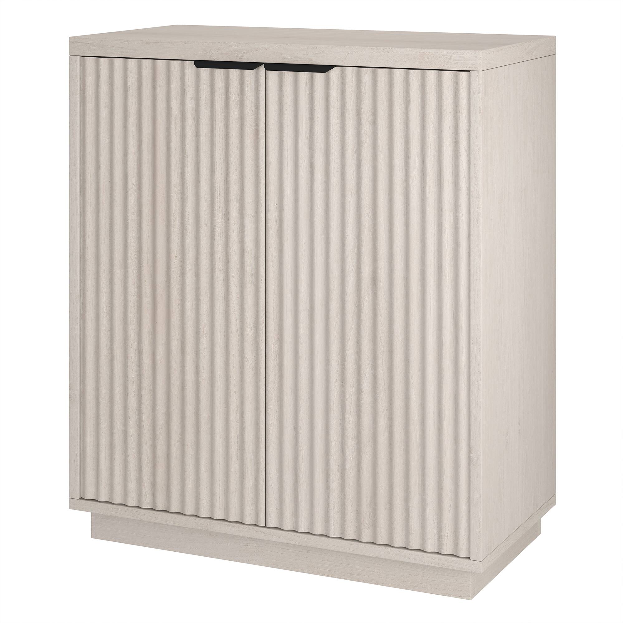 Left. Hudson&Canal - Mansfield 28" Wide Rectangular Fluted Accent Cabinet - White.