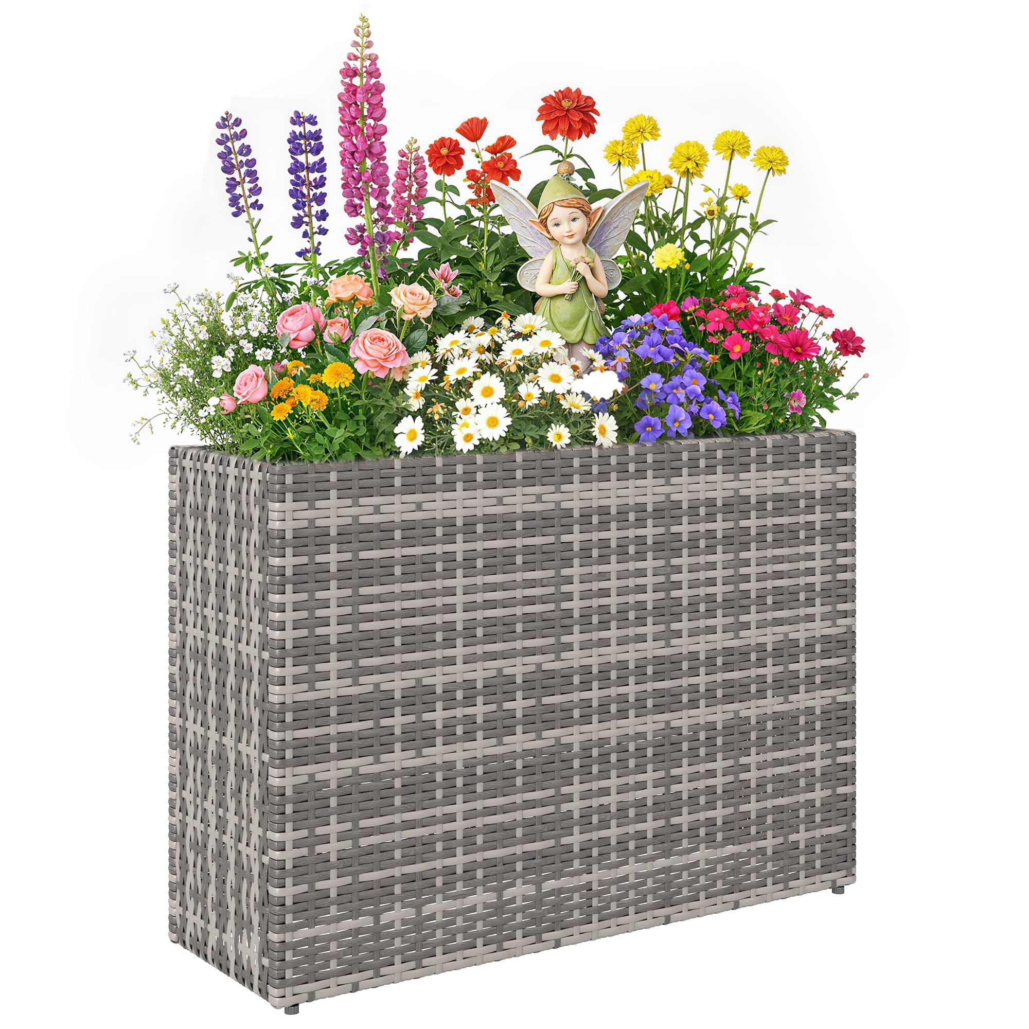 Outsunny - Rectangular Planter with Removable Liner, Holes - Gray