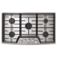 LG - STUDIO 36" Built-In Gas Cooktop with 5 Burners and UltraHeat - Stainless Steel - Front_Zoom