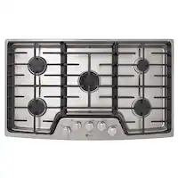 LG - STUDIO 36" Built-In Gas Cooktop with 5 Burners and UltraHeat - Stainless Steel - Front_Zoom
