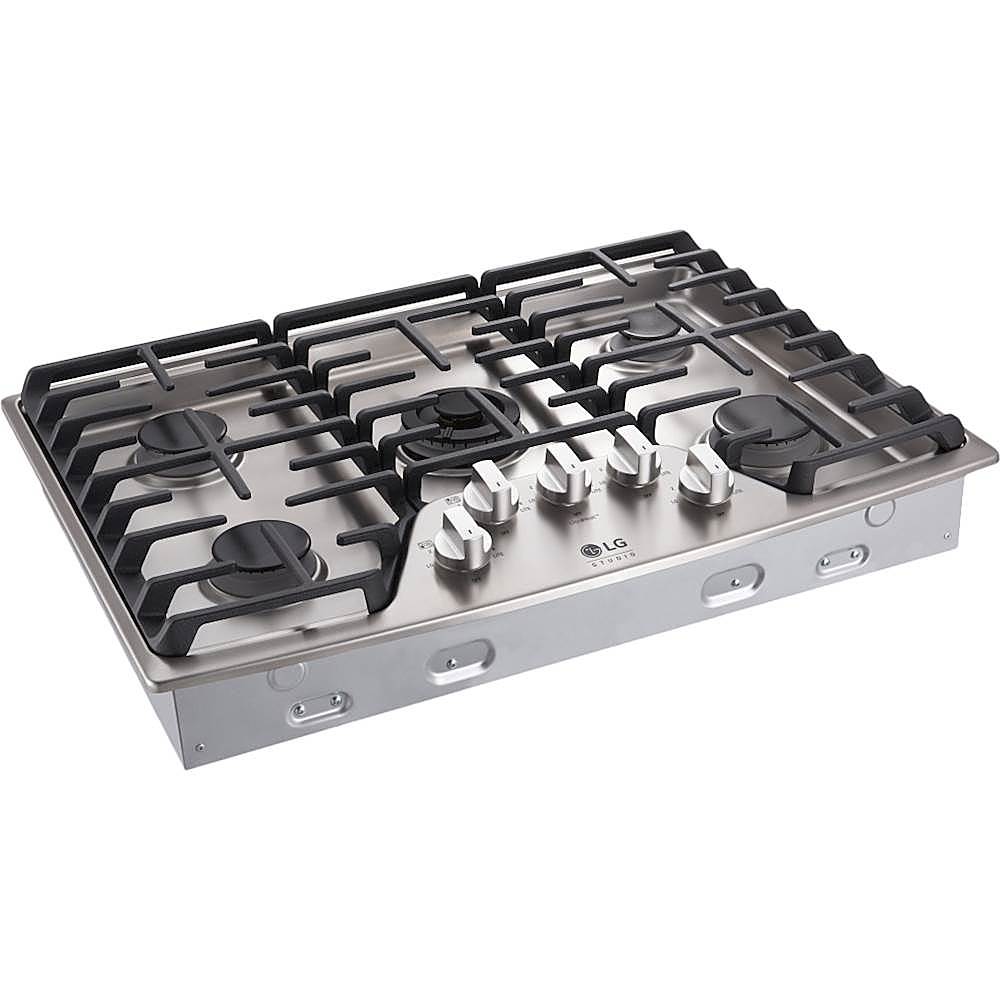 Angle View: Fulgor Milano - 600 Series 36" Gas Cooktop - Stainless steel