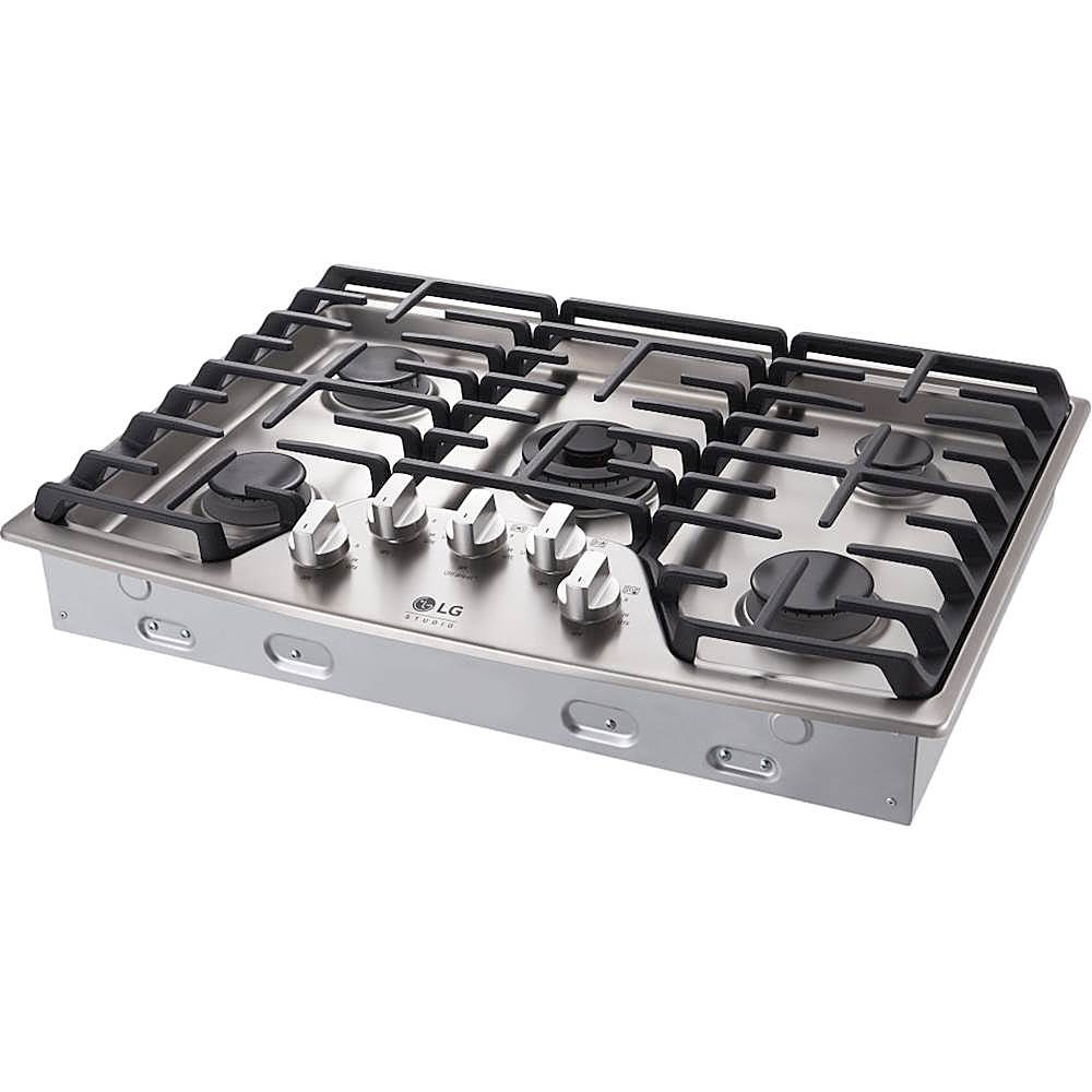 Left View: Fulgor Milano - 600 Series 36" Gas Cooktop - Stainless steel