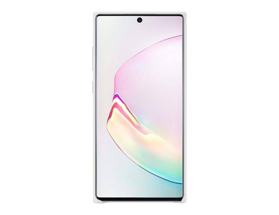 Angle. Samsung - Samsung Leather Back Cover for Galaxy Note 10 |  Color: White - White.