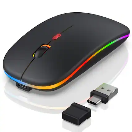 Front. Cozy Serene - Wireless Mouse Rechargeable USB LED Jiggler For Laptop Macbook Air Pro Ipad Mode - LED Mouse Black.