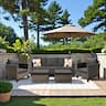 Ovios - 5 PCS Patio Furniture Set, Outdoor Wicker Sofa with Ottomans for Garden Porch Backyard - Black