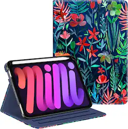 Fintie - Folio Case for iPad mini 7th Generation (A17 Pro) / mini 6 8.3" Multiple Viewing Angles Stand Cover w/ Pocket - Jungle Night