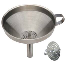 Norpro - Heavy Duty Stainless Steel Funnel with Detatchable Strainer, 4.75-Inch - Silver
