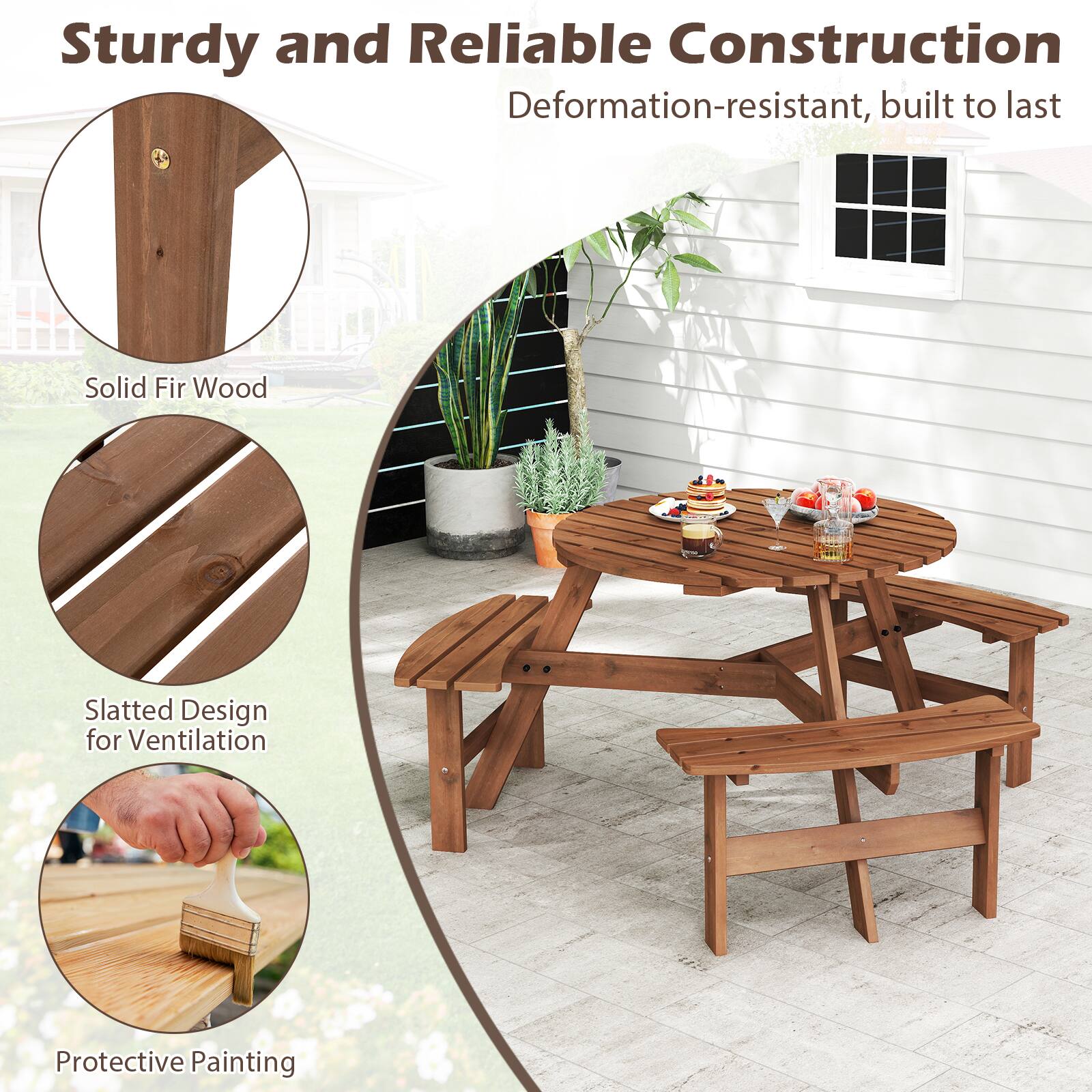 Sturdy and Reliable Construction  
Deformation-resistant, built to last  

- Solid Fir Wood  
- Slatted Design for Ventilation  
- Protective Painting