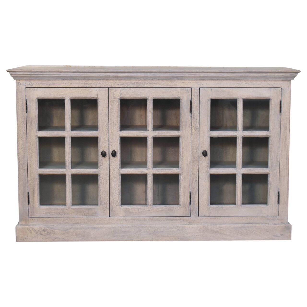 Front. Artisan Furniture - Artisan Furniture Solid Wood Stone Wash Triple Glazed Cabinet - stone wash.