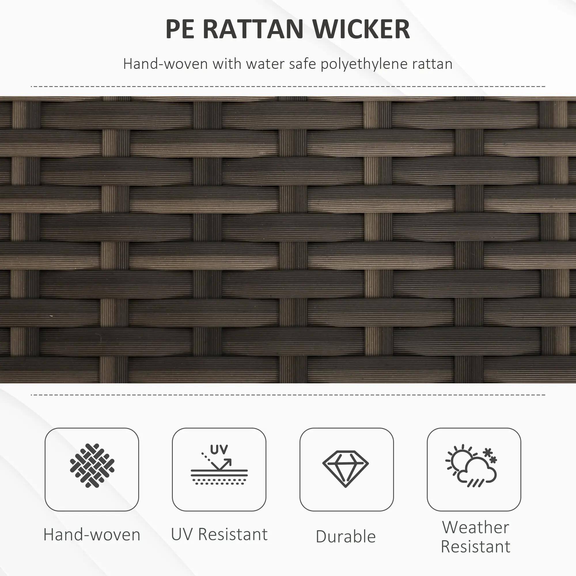 PE RATTAN WICKER

Hand-woven with water safe polyethylene rattan

- Hand-woven
- UV Resistant
- Durable
- Weather Resistant