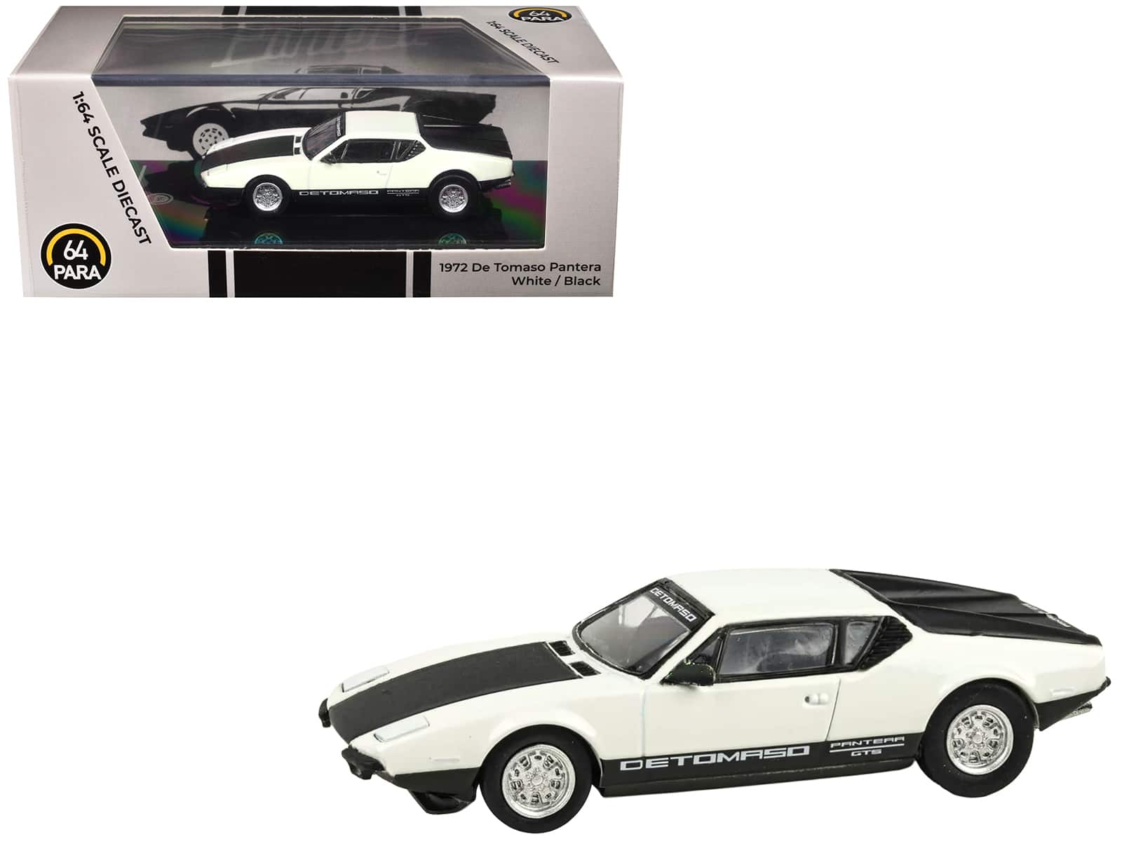 1972 De Tomaso Pantera White and Black 1/64 Diecast Model Car by Paragon price history on PriceWatchPro
