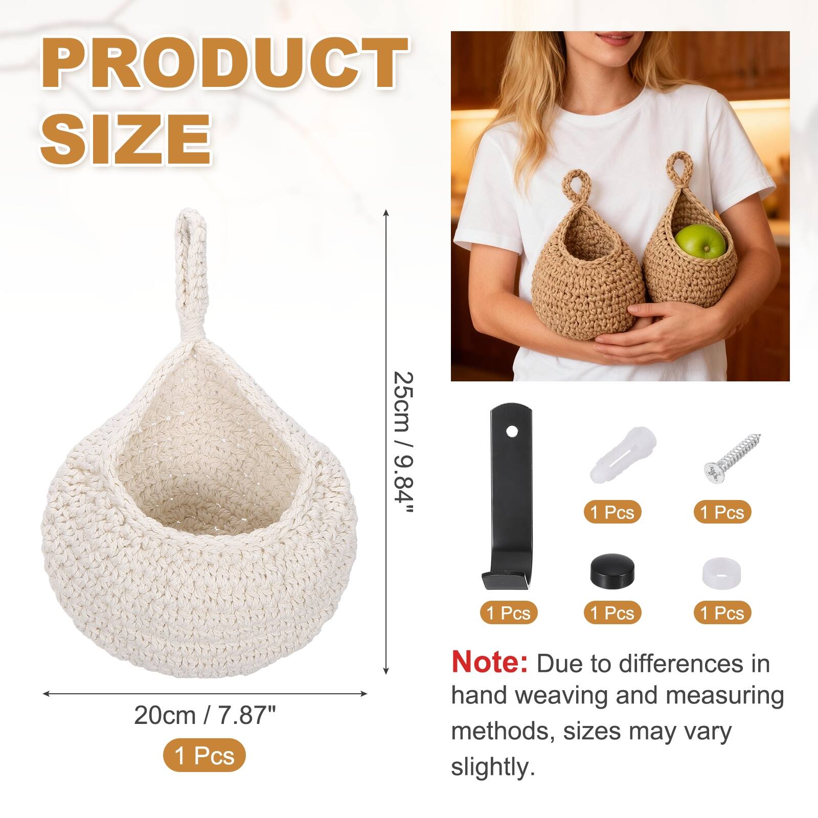PRODUCT SIZE

25cm / 9.84" 1 Pcs

20cm / 7.87" 1 Pcs

Note: Due to differences in hand weaving and measuring methods, sizes may vary slightly.