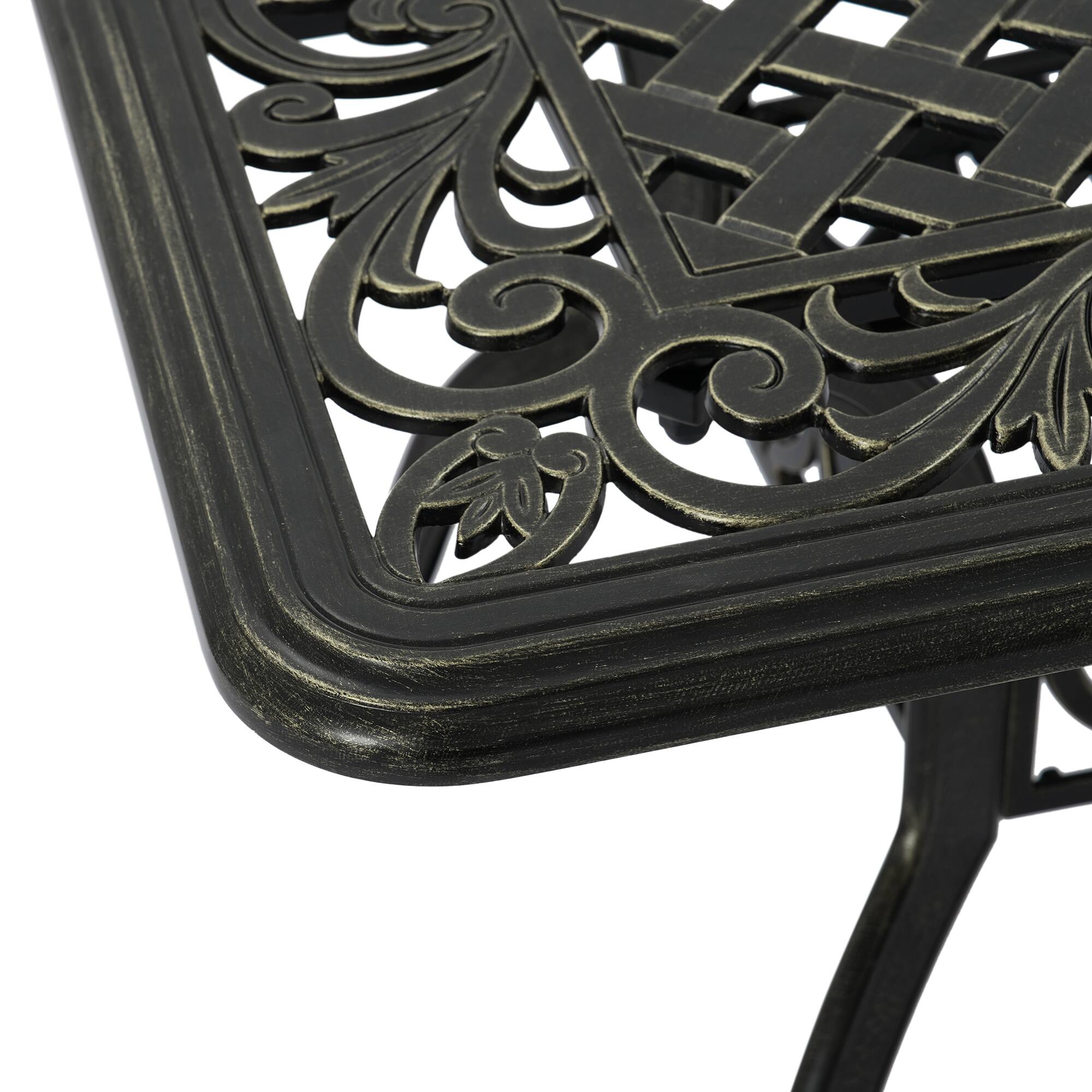 Alt View 2. Mondawe - 59" Cast Aluminum Rectangular Dining Table - Bronze.