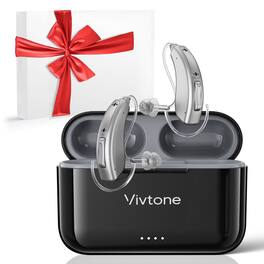 Vivtone - Lucid508 Rechargeable Hearing Aids for Seniors Adults, Advanced Digital BTE Devices with 125 Hrs Backup Power - Silver