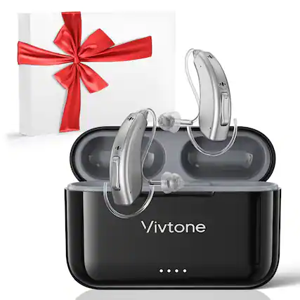 Front. Vivtone - Lucid508 Rechargeable Hearing Aids for Seniors Adults, Advanced Digital BTE Devices with 125 Hrs Backup Power - Silver.