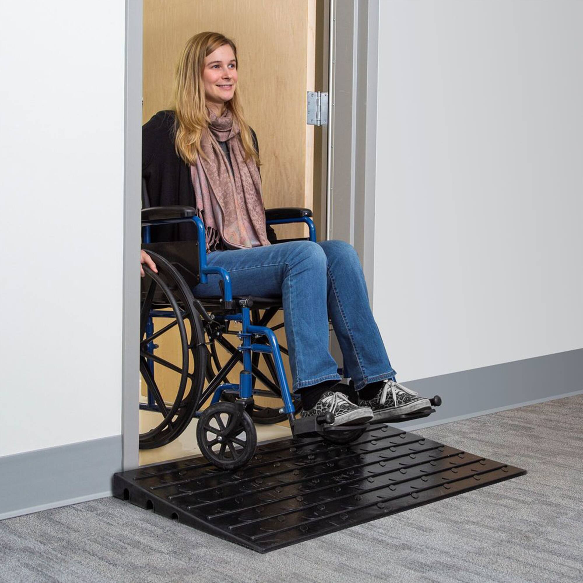 Alt View 3. Silver Spring - Silver Spring 3" Maximum Riser, Solid Rubber 3 Channel Threshold Ramp, Black - Black.