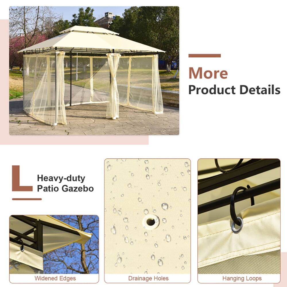 More Product Details

L Heavy-duty Patio Gazebo

- Widened Edges
- Drainage Holes
- Hanging Loops