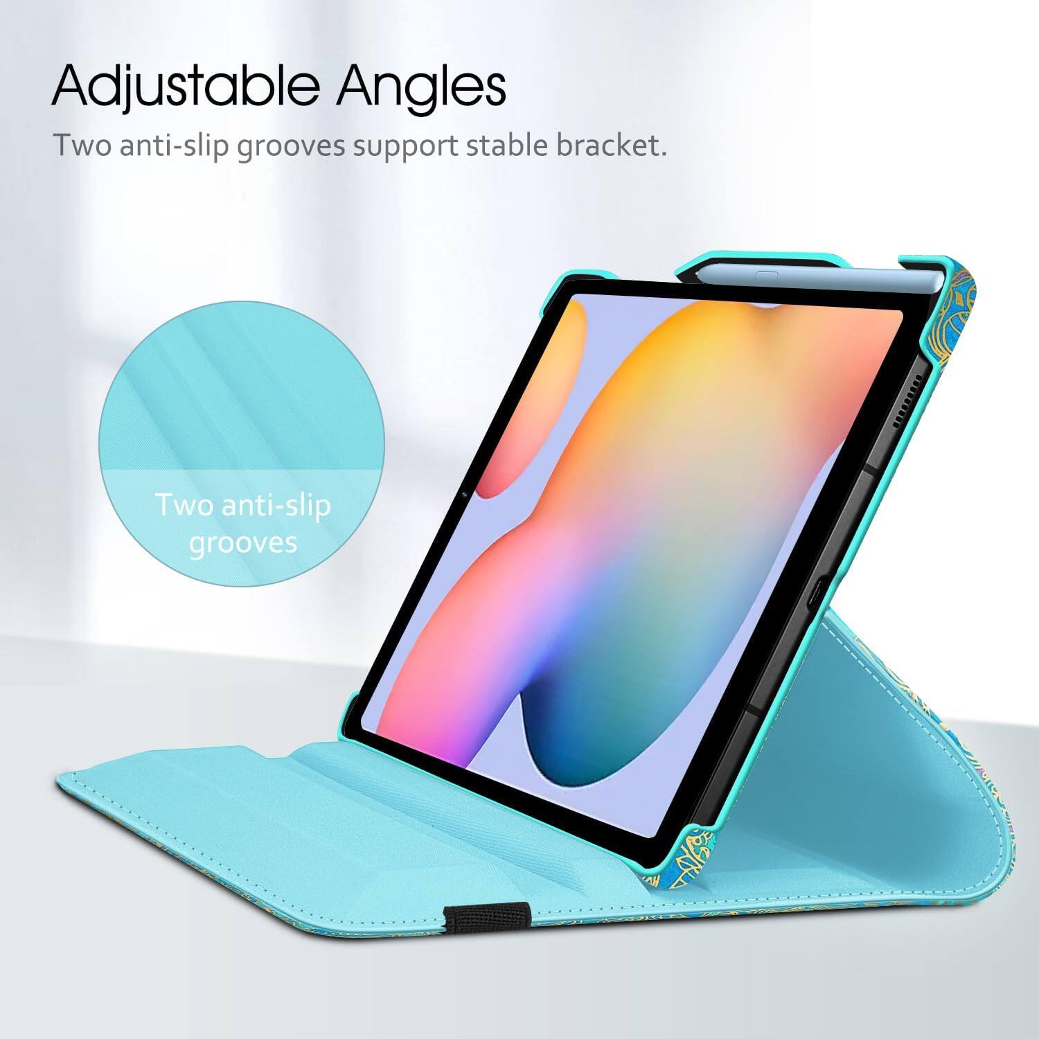 Adjustable Angles  
Two anti-slip grooves support stable bracket.  
Two anti-slip grooves