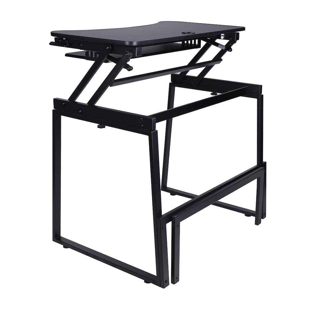 Rocelco - 32" Height Adjustable Standing Desk Converter with Floor Stand BUNDLE - Black
